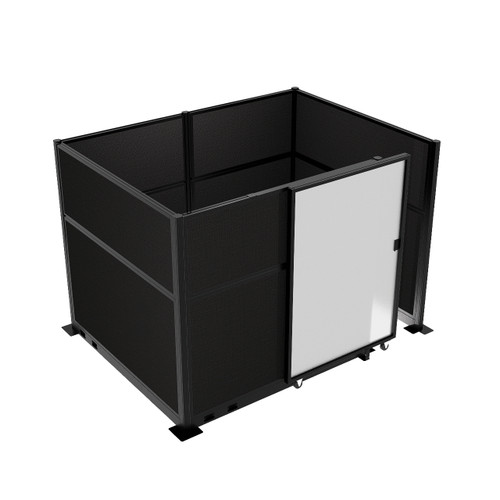 Hush Panel Cubicle Sliding Door KIT, 6'h x 8'w x 6'd, Matte Black Trim, Frosted Poly, 6'h x 4'w Right Door, Fabric Black