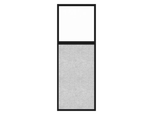 Hush Panel 6'h x 2'w Acoustic Control Marble Gray with Clear Poly (Non-Electric) with Matte Black Frame