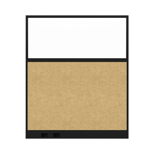 Hush Panel Electrical 6'h x 5'w Acoustic Control Beige with Clear Poly with Matte Black Frame
