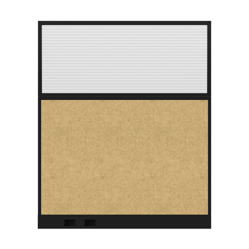 Hush Panel Electrical 6'h x 5'w Acoustic Control Beige with Fluted Poly with Matte Black Frame