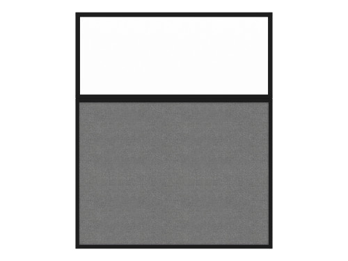 Portable and Acoustic Partition Hush Panel Configurable Cubicle Partition 5' x 6' W/ Window Cloud Gray Woven Woven Fabric Clear Window Black Trim