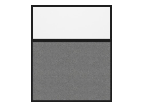 Portable and Acoustic Partition Hush Panel Configurable Cubicle Partition 5' x 6' W/ Window Cloud Gray Woven Woven Fabric Frosted Window Black Trim
