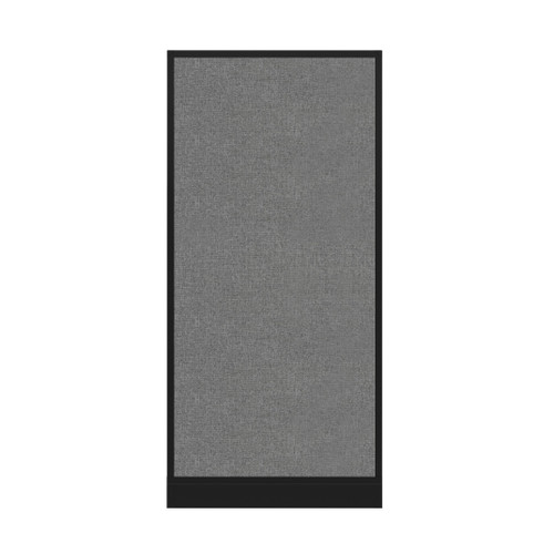 Configurable Acoustic Cubicle Partition Electric Hush Panel 3' x 6' Cloud Gray Woven Woven Fabric Black Trim