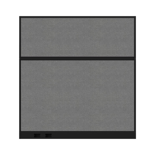 Configurable Acoustic Cubicle Partition Electric Hush Panel 6' x 6' Cloud Gray Woven Woven Fabric Black Trim