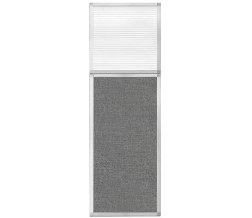 Portable and Acoustic Partition Hush Panel Configurable Cubicle Partition 2' x 6' W/ Window Cloud Gray Woven Fabric Clear Fluted Window