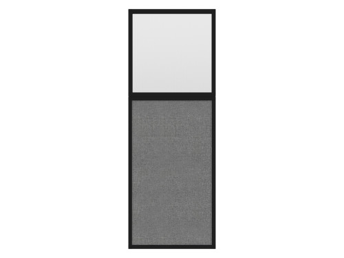 Portable and Acoustic Partition Hush Panel Configurable Cubicle Partition 2' x 6' W/ Window Cloud Gray Woven Fabric Clear Window Black Trim