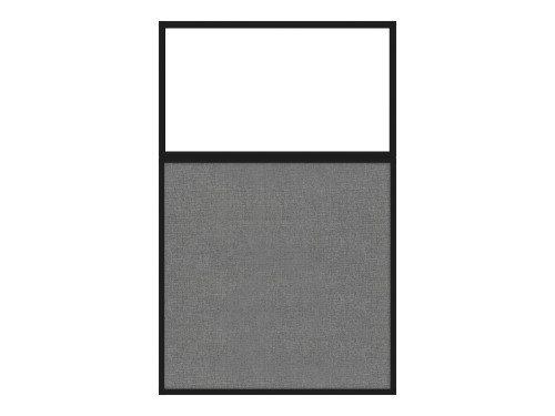 Portable and Acoustic Partition Hush Panel Configurable Cubicle Partition 3' x 6' W/ Window Cloud Gray Woven Fabric Clear Window Black Trim