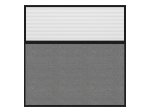 Portable and Acoustic Partition Hush Panel Configurable Cubicle Partition 6' x 6' W/ Window Cloud Gray Woven Fabric Clear Fluted Window Black Trim