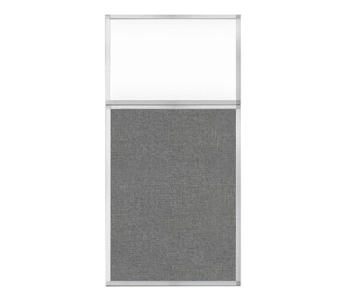 Portable and Acoustic Partition Hush Panel Configurable Cubicle Partition 3' x 6' W/ Window Cloud Gray Woven Fabric Frosted Window