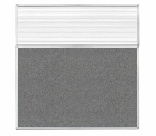 Portable and Acoustic Partition Hush Panel Configurable Cubicle Partition 6' x 6' W/ Window Cloud Gray Woven Fabric Clear Fluted Window