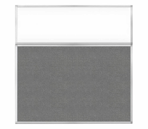 Portable and Acoustic Partition Hush Panel Configurable Cubicle Partition 6' x 6' W/ Window Cloud Gray Woven Fabric Frosted Window