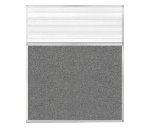 Portable and Acoustic Partition Hush Panel Configurable Cubicle Partition 5' x 6' W/ Window Cloud Gray Woven Fabric Clear Fluted Window