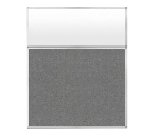 Portable and Acoustic Partition Hush Panel Configurable Cubicle Partition 5' x 6' W/ Window Cloud Gray Woven Fabric Frosted Window