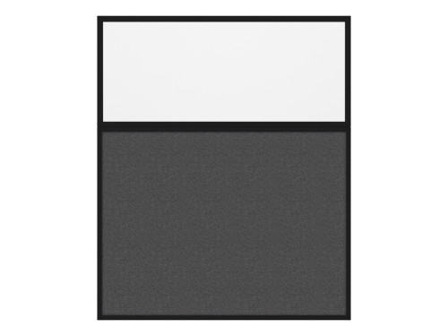 Portable and Acoustic Partition Hush Panel Configurable Cubicle Partition 5' x 6' W/ Window Charcoal Gray Woven Fabric Frosted Window Black Trim