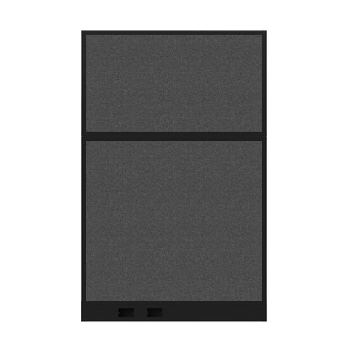 Configurable Acoustic Cubicle Partition Electric Hush Panel 4' x 6' Charcoal Gray Woven Fabric Black Trim
