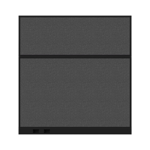 Configurable Acoustic Cubicle Partition Electric Hush Panel 6' x 6' Charcoal Gray Woven Fabric Black Trim