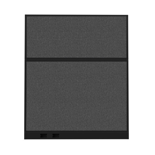Configurable Acoustic Cubicle Partition Electric Hush Panel 5' x 6' Charcoal Gray Woven Fabric Black Trim