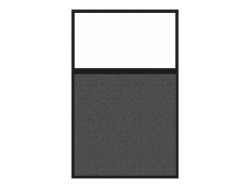 Portable and Acoustic Partition Hush Panel Configurable Cubicle Partition 4' x 6' W/ Window Charcoal Gray Woven Fabric Frosted Window Black Trim