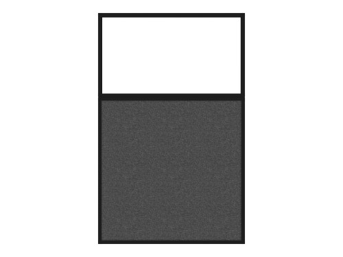 Portable and Acoustic Partition Hush Panel Configurable Cubicle Partition 3' x 6' W/ Window Charcoal Gray Woven Fabric Clear Window Black Trim
