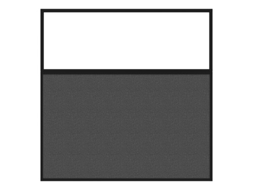Portable and Acoustic Partition Hush Panel Configurable Cubicle Partition 6' x 6' W/ Window Charcoal Gray Woven Fabric Frosted Window Black Trim