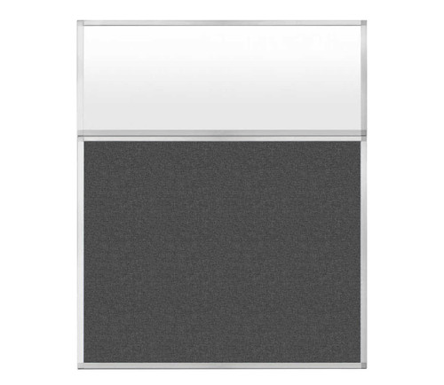 Portable and Acoustic Partition Hush Panel Configurable Cubicle Partition 5' x 6' W/ Window Charcoal Gray Woven Fabric Frosted Window