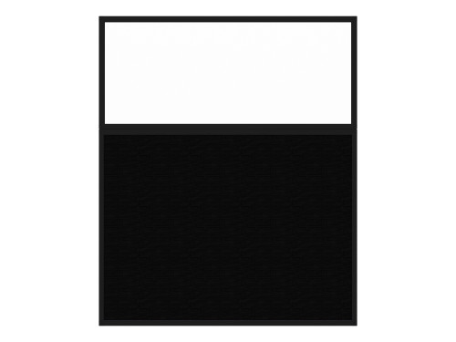 Portable and Acoustic Partition Hush Panel Configurable Cubicle Partition 5' x 6' W/ Window Black Woven Fabric Clear Window Black Trim
