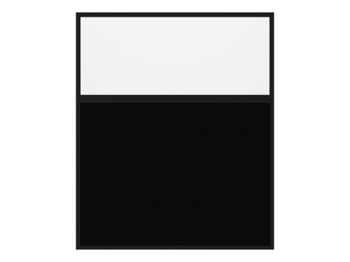Portable and Acoustic Partition Hush Panel Configurable Cubicle Partition 5' x 6' W/ Window Black Woven Fabric Frosted Window Black Trim