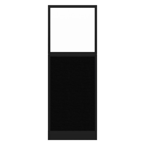 Configurable Acoustic Cubicle Partition Electric Hush Panel 2' x 6' W/Window Black Woven Fabric Clear Window Black Trim