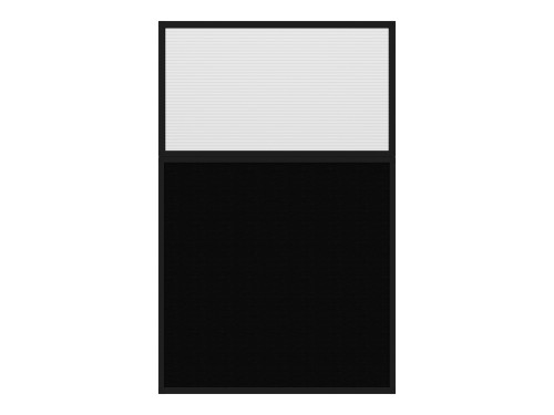 Portable and Acoustic Partition Hush Panel Configurable Cubicle Partition 4' x 6' W/ Window Black Woven Fabric Clear Fluted Window Black Trim
