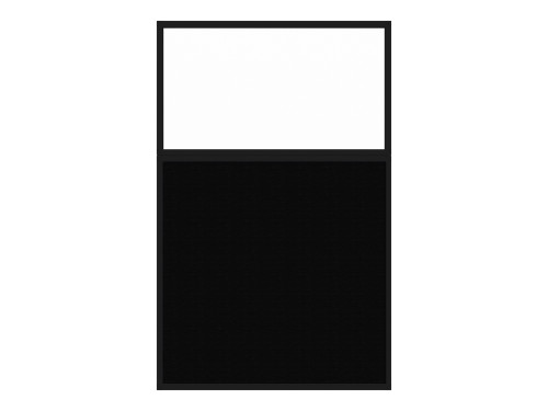 Portable and Acoustic Partition Hush Panel Configurable Cubicle Partition 4' x 6' W/ Window Black Woven Fabric Frosted Window Black Trim