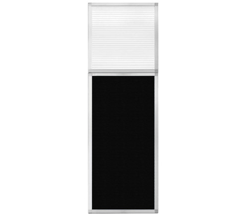 Portable and Acoustic Partition Hush Panel Configurable Cubicle Partition 2' x 6' W/ Window Black Woven Fabric Clear Fluted Window