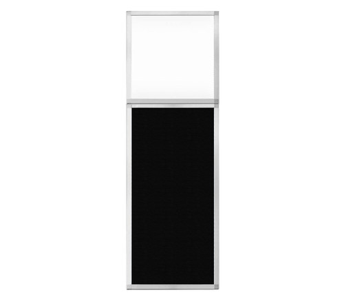 Portable and Acoustic Partition Hush Panel Configurable Cubicle Partition 2' x 6' W/ Window Black Woven Fabric Frosted Window