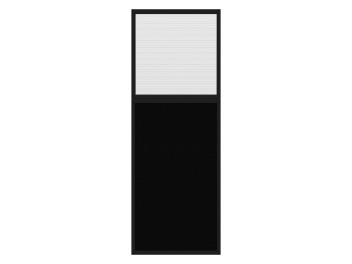 Portable and Acoustic Partition Hush Panel Configurable Cubicle Partition 2' x 6' W/ Window Black Woven Fabric Clear Fluted Window Black Trim