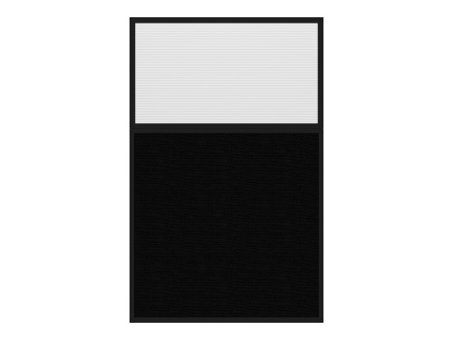 Portable and Acoustic Partition Hush Panel Configurable Cubicle Partition 3' x 6' W/ Window Black Woven Fabric Clear Fluted Window Black Trim