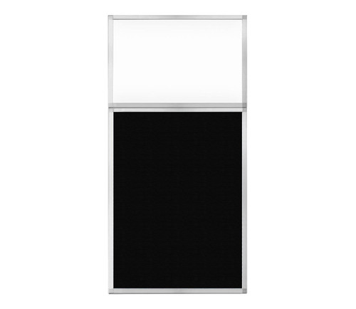 Portable and Acoustic Partition Hush Panel Configurable Cubicle Partition 3' x 6' W/ Window Black Woven Fabric Clear Window