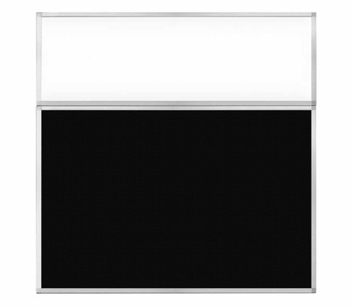 Portable and Acoustic Partition Hush Panel Configurable Cubicle Partition 6' x 6' W/ Window Black Woven Fabric Frosted Window
