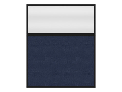 Portable and Acoustic Partition Hush Panel Configurable Cubicle Partition 5' x 6' W/ Window Navy Blue Woven Fabric Clear Fluted Window Black Trim