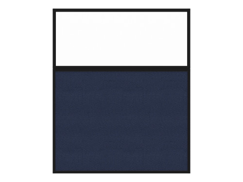 Portable and Acoustic Partition Hush Panel Configurable Cubicle Partition 5' x 6' W/ Window Navy Blue Woven Fabric Clear Window Black Trim