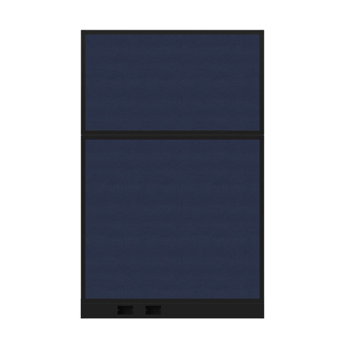 Configurable Acoustic Cubicle Partition Electric Hush Panel 4' x 6' Navy Blue Woven Fabric Black Trim