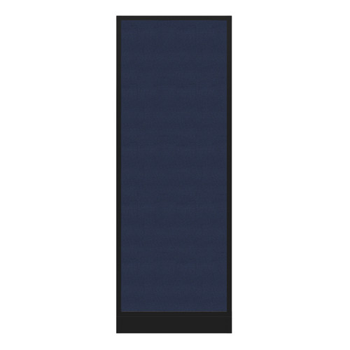 Configurable Acoustic Cubicle Partition Electric Hush Panel 2' x 6' Navy Blue Woven Fabric Black Trim