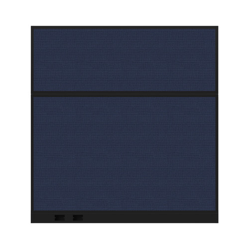 Configurable Acoustic Cubicle Partition Electric Hush Panel 6' x 6' Navy Blue Woven Fabric Black Trim