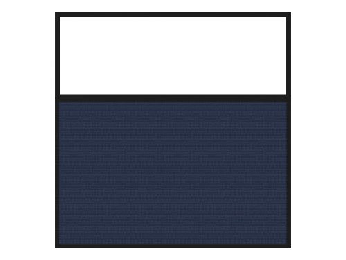 Portable and Acoustic Partition Hush Panel Configurable Cubicle Partition 6' x 6' W/ Window Navy Blue Woven Fabric Clear Window Black Trim