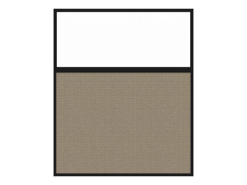 Portable and Acoustic Partition Hush Panel Configurable Cubicle Partition 5' x 6' W/ Window Warm Pebble Woven Fabric Clear Window Black Trim