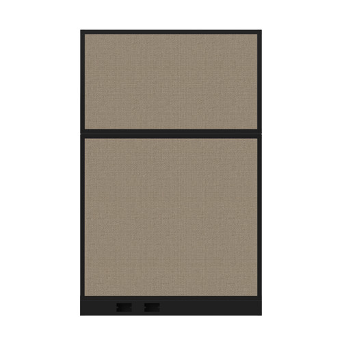 Configurable Acoustic Cubicle Partition Electric Hush Panel 4' x 6' Warm Pebble Woven Fabric Black Trim