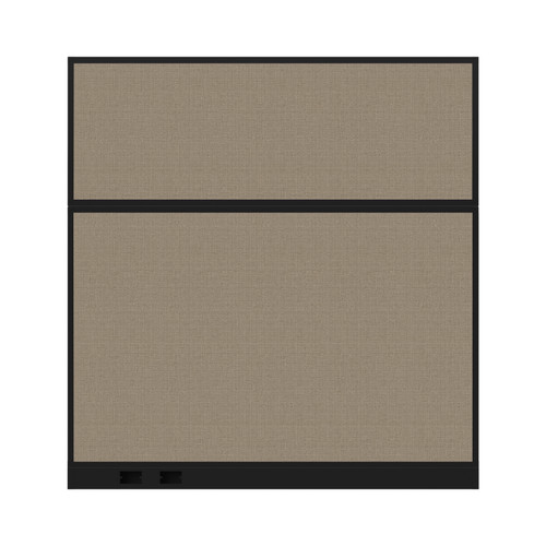 Configurable Acoustic Cubicle Partition Electric Hush Panel 6' x 6' Warm Pebble Woven Fabric Black Trim