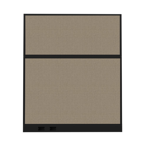 Configurable Acoustic Cubicle Partition Electric Hush Panel 5' x 6' Warm Pebble Woven Fabric Black Trim