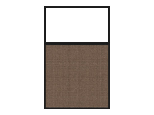 Portable and Acoustic Partition Hush Panel Configurable Cubicle Partition 3' x 6' W/ Window Mocha Woven Fabric Clear Window Black Trim