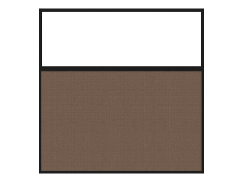 Portable and Acoustic Partition Hush Panel Configurable Cubicle Partition 6' x 6' W/ Window Mocha Woven Fabric Clear Window Black Trim