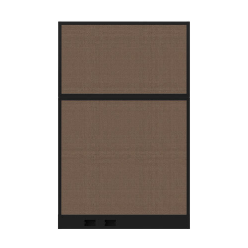 Configurable Acoustic Cubicle Partition Electric Hush Panel 4' x 6' Mocha Woven Fabric Black Trim