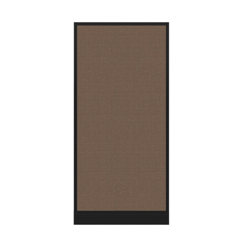 Configurable Acoustic Cubicle Partition Electric Hush Panel 3' x 6' Mocha Woven Fabric Black Trim